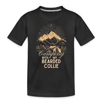 Bearded Collie Camping - Kinder Premium Bio T-Shirt - Schwarz - Vorne