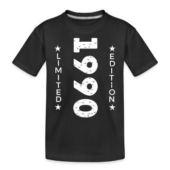 1990 LIMITIERTE AUFLAGE - Kinder Premium Bio T-Shirt - Schwarz - Vorne