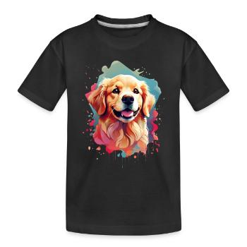 Niedlicher Golden Retriever Hund - Kinder Premium Bio T-Shirt - Schwarz - Vorne