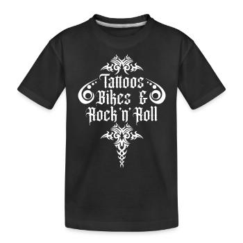 Tattoos Bikes and Rock N Roll - Kinder Premium Bio T-Shirt - Schwarz - Vorne