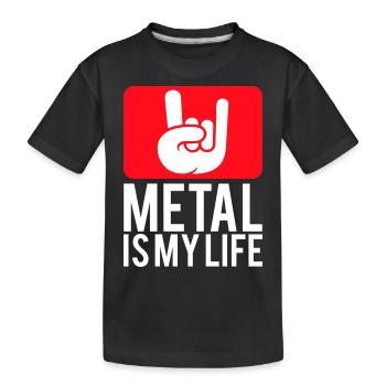Heavy Metal Is My Life Hard Rock Horns Texte Logo - T-shirt bio Premium Enfant - noir - Devant