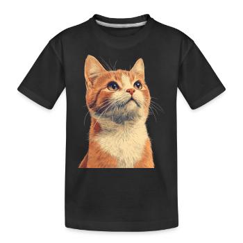 Cute Ginger Cat - Kids' Premium Organic T-Shirt - black - Front