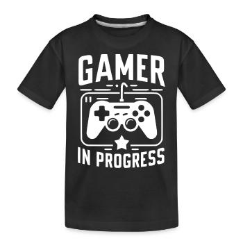 Gamer in Progress - Kids' Premium Organic T-Shirt - black - Front
