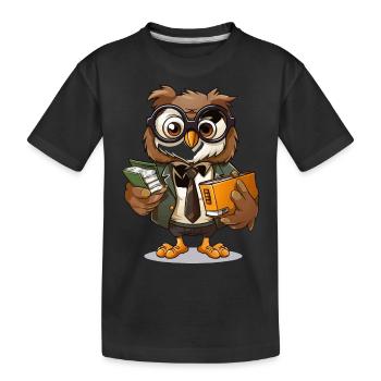 Professor Hoot - Kids' Premium Organic T-Shirt - black - Front