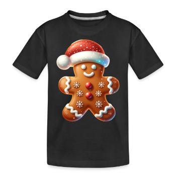 Lebkuchen Lebkuchenmann Xmas - Kinder Premium Bio T-Shirt - Schwarz - Vorne