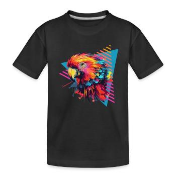 Bunter Papagei Farbspritzer - Kinder Premium Bio T-Shirt - Schwarz - Vorne