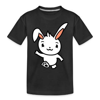 Hase winkt Begrüßung gehen laufen rennen winken - Kinder Premium Bio T-Shirt - Schwarz - Vorne