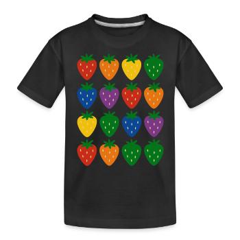 Motif de fraise arc-en-ciel coloré - T-shirt bio Premium Enfant - noir - Devant