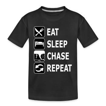eat sleep chase repeat, chasing tornadoes, twister - Kids' Premium Organic T-Shirt - black - Front