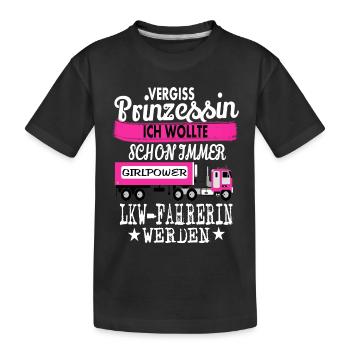 Prinzessin & LKW-Fahrerin - Kinder Premium Bio T-Shirt - Schwarz - Vorne