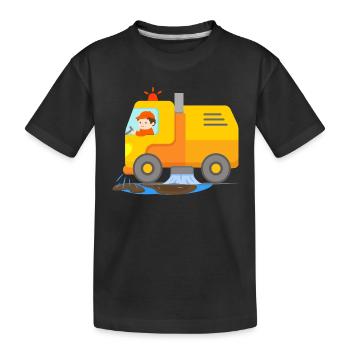 Balayeuse nettoyage de la ville en action avec le chauffeur - T-shirt bio Premium Enfant - noir - Devant