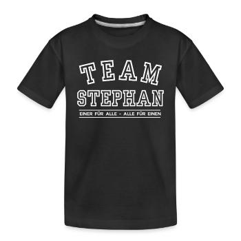 Team Stephan Familie Nachname Einer für Alle - Kinder Premium Bio T-Shirt - Schwarz - Vorne