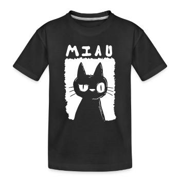 Miau - Kinder Premium Bio T-Shirt - Schwarz - Vorne