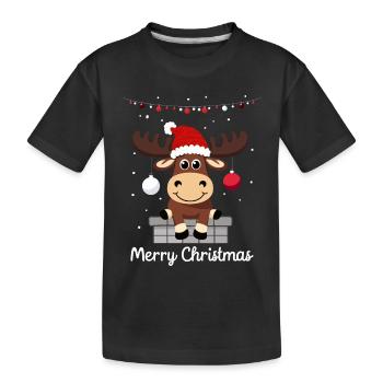 Sweet Christmas Moose - Kids' Premium Organic T-Shirt - black - Front