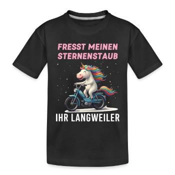 Einhorn Moped Tour - Kinder Premium Bio T-Shirt - Schwarz - Vorne