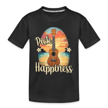 Pick Happiness! Ukulele Sunset - Kinder Premium Bio T-Shirt - Schwarz - Vorne