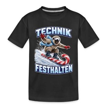 Brillenlangur auf der Zuckerstange - Kinder Premium Bio T-Shirt - Schwarz - Vorne