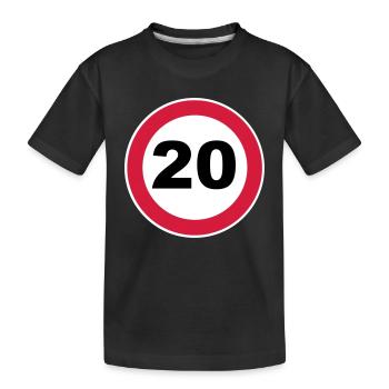 20th birthday / 20 / road sign - Kids' Premium Organic T-Shirt - black - Front