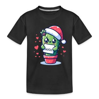 funny cactus meme for christmas wants hugs - Kids' Premium Organic T-Shirt - black - Front