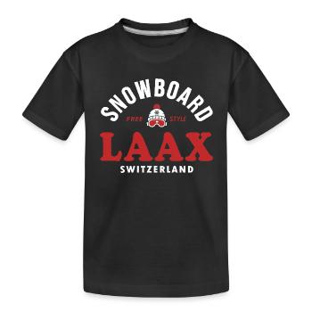 Laax Souvenir Ski- und Snowboard Resort Schweiz Alpen - Kinder Premium Bio T-Shirt - Schwarz - Vorne
