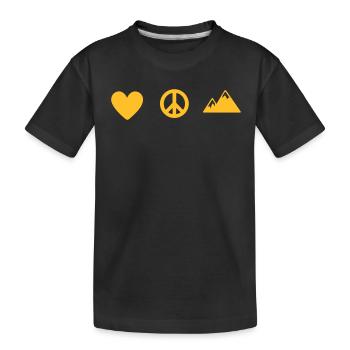 LOVE PEACE & MOUNTAIN - Kinder Premium Bio T-Shirt - Schwarz - Vorne