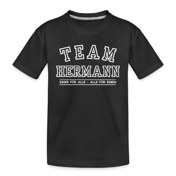 Team Hermann Familie Nachname Einer für Alle - Kinder Premium Bio T-Shirt - Schwarz - Vorne