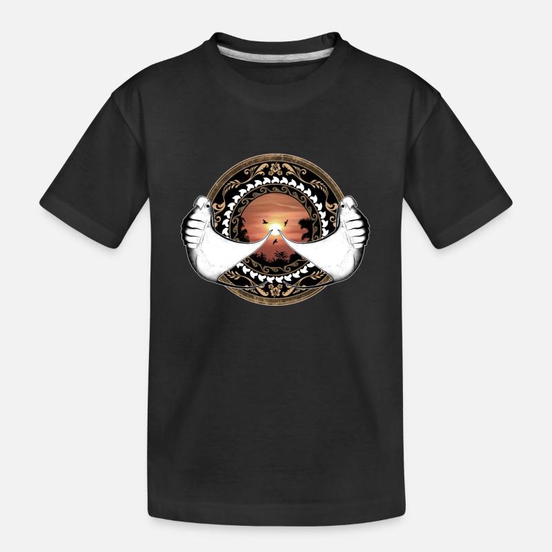 Mantarochen Hawaiianisch - Kinder Premium Bio T-Shirt - Schwarz