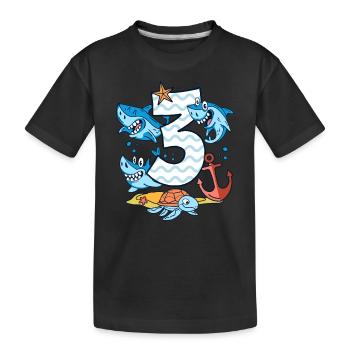 3rd Birthday Shark Shark Shark Boy 3 years old - Kids' Premium Organic T-Shirt - black - Front
