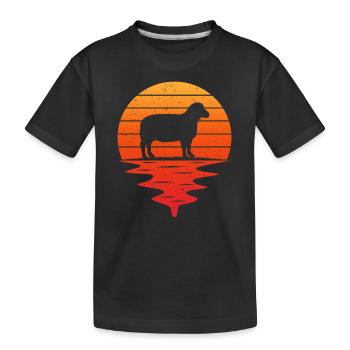 Retro T-Shirt Schaf - Kinder Premium Bio T-Shirt - Schwarz - Vorne