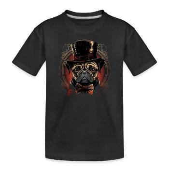 Petit carlin avec grand chapeau - T-shirt bio Premium Enfant - noir - Devant