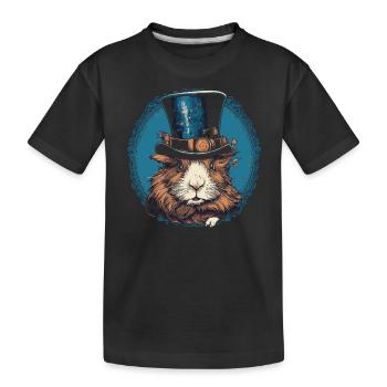 Steampunk Meerschweinchen - Kinder Premium Bio T-Shirt - Schwarz - Vorne