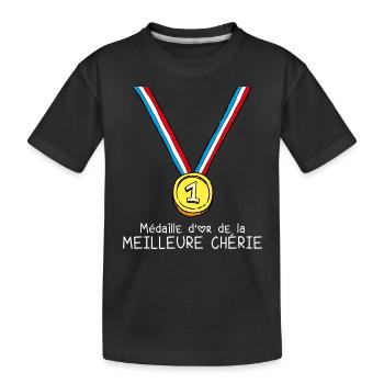 T-shirt Médaille d'or de la meilleure chérie - T-shirt bio Premium Enfant - noir - Devant