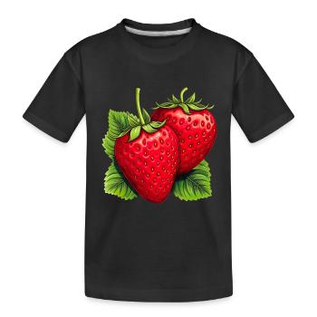 Erdbeere Erdbeeren für einen Erdbeer Liebhaber - Kinder Premium Bio T-Shirt - Schwarz - Vorne