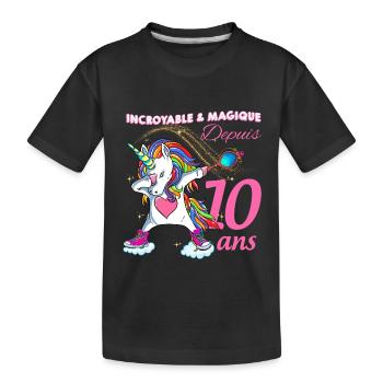 Incroyable et magique Depuis 10 ans Licorne - T-shirt bio Premium Enfant - noir - Devant