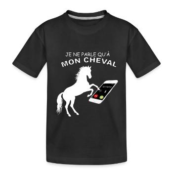 Cheval Humour Idée Cadeau Equitation - T-shirt bio Premium Enfant - noir - Devant