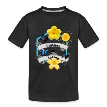 Frühling Spring - Kinder Premium Bio T-Shirt - Schwarz - Vorne