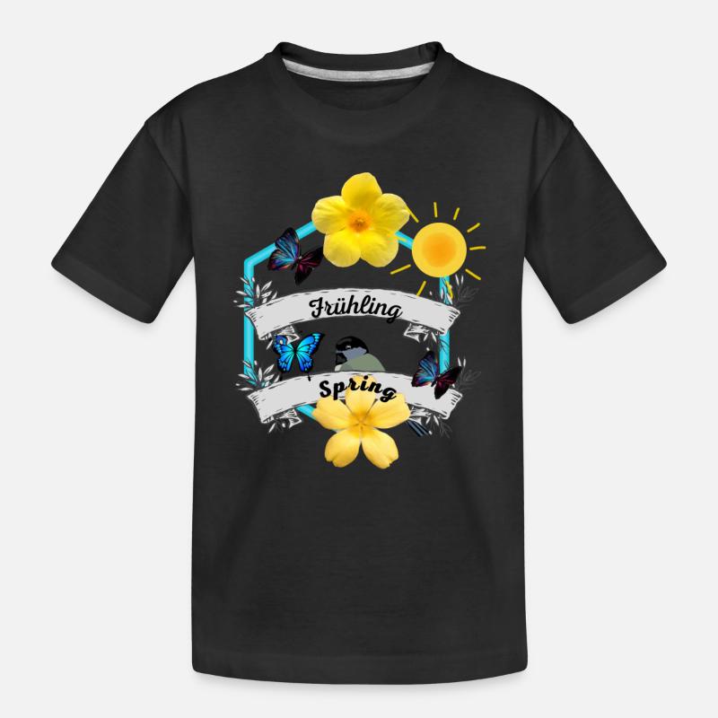 Frühling Spring - Kinder Premium Bio T-Shirt - Schwarz