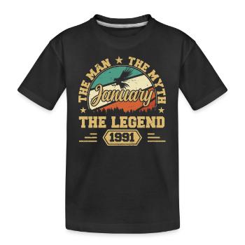 Les Legends sont nés en janvier 1991 - T-shirt bio Premium Enfant - noir - Devant
