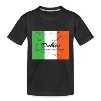 Dublin - Hauptstadt mit GPS & Flagge - Kinder Premium Bio T-Shirt - Schwarz - Vorne