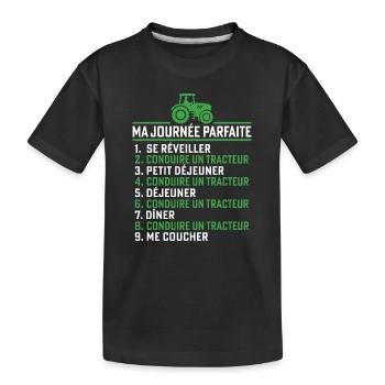 Ma journée parfaite conduire un tracteur - T-shirt bio Premium Enfant - noir - Devant