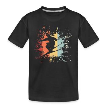 ski fahren skiing schi - Kinder Premium Bio T-Shirt - Schwarz - Vorne
