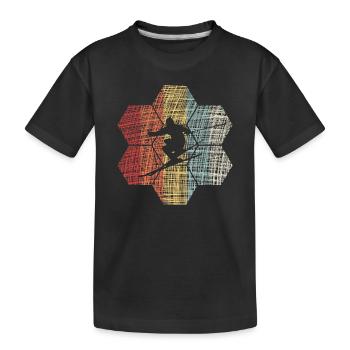Ski Pistensau Skiing Skidesign - Kinder Premium Bio T-Shirt - Schwarz - Vorne