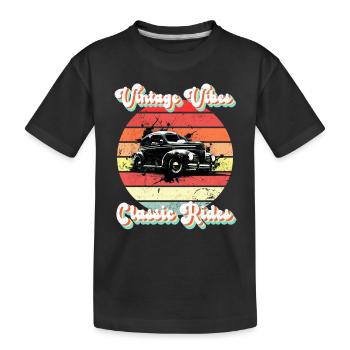 Vintage Vibes, Classic Rides - Kids' Premium Organic T-Shirt - black - Front