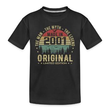 Original 2001 Retro 2001 Geburtstagsgeschenk 2001 - Kinder Premium Bio T-Shirt - Schwarz - Vorne