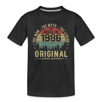 Original 1986 Retro 1986 Geburtstagsgeschenk 1986 - Kinder Premium Bio T-Shirt - Schwarz - Vorne