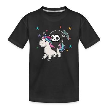 Death riding unicorn funny unicorns Rainbow - Kids' Premium Organic T-Shirt - black - Front