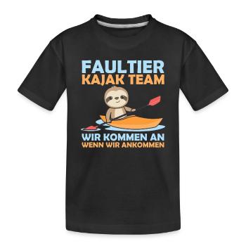 Faultier Kajak Team lustige Faultiere paddeln - Kinder Premium Bio T-Shirt - Schwarz - Vorne