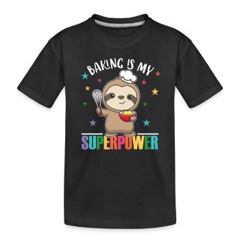 Baking is my superpower sweet sloth bakes - Kids' Premium Organic T-Shirt - black - Front