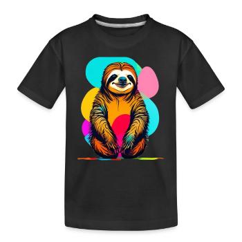 Faultier - Kinder Premium Bio T-Shirt - Schwarz - Vorne