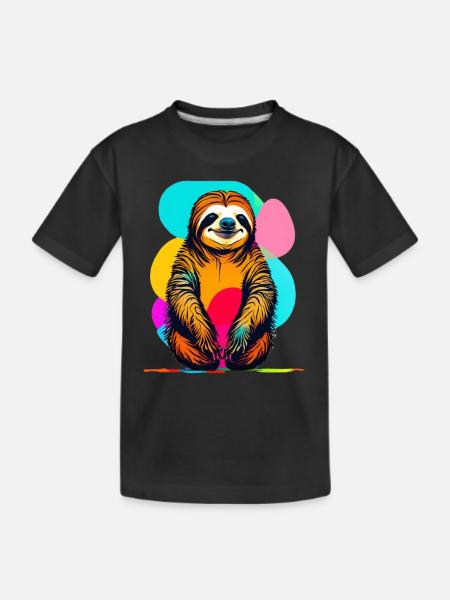 Faultier - Kinder Premium Bio T-Shirt - Schwarz